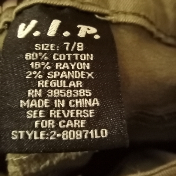 VIP Girl’s Jeans Size 7/8 Reg Army Olive Green Distressed Straight Leg School - Picture 3 of 5